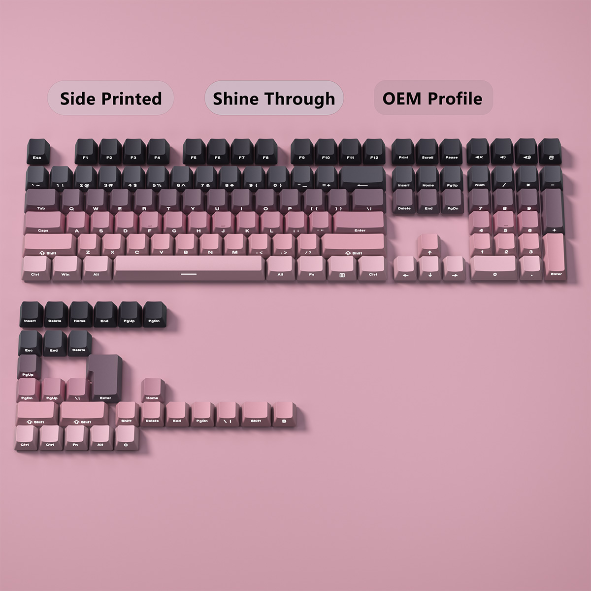 Gradient Keycaps Side Printed  - Gaming Keyboard Typewriter review and price