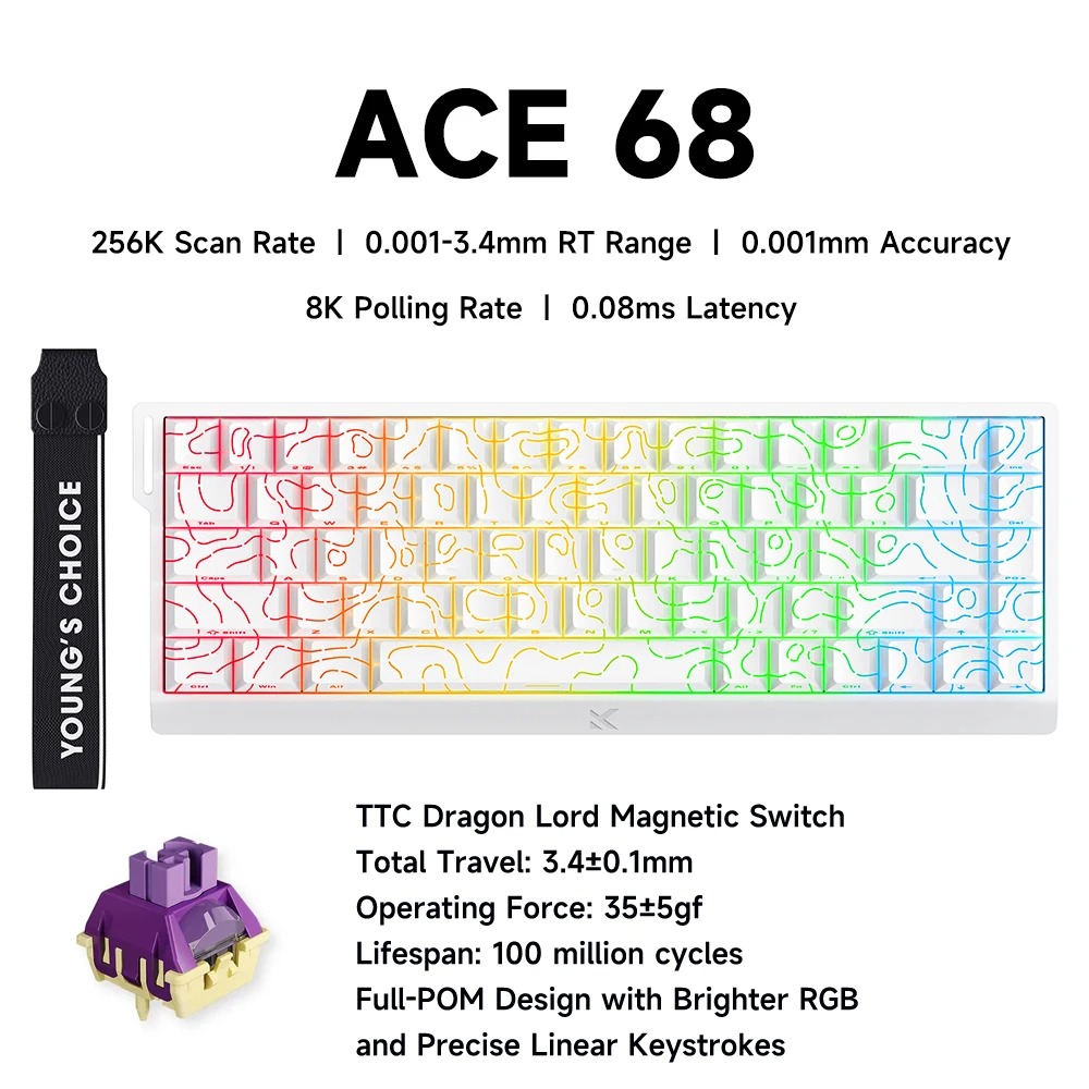 MCHOSE ACE 68 Magnetic Switch  - Gaming Keyboard Hall Effect Switches review and price